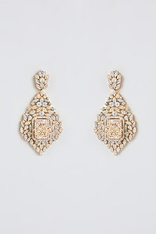 White Finish Zircon Dangler Earrings