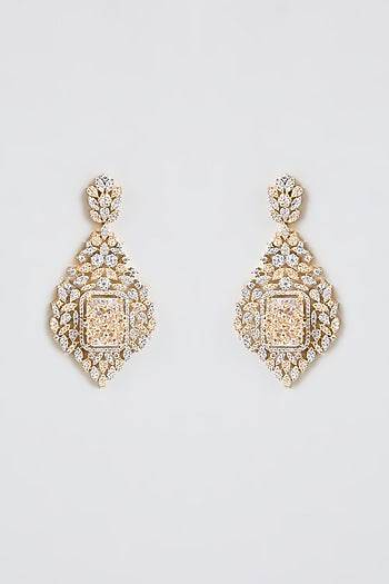 White Finish Zircon Dangler Earrings