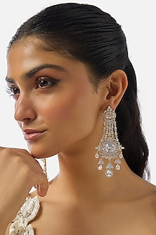 Gold Finish Zircon Dangler Earrings