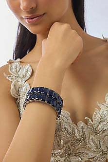 Silver Finish Zircon & Amethyst Bangles (Set Of 2)