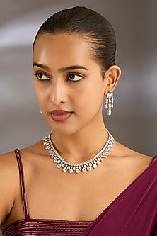 White Finish White Zircon Necklace Set