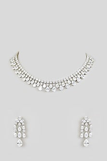 White Finish White Zircon Necklace Set
