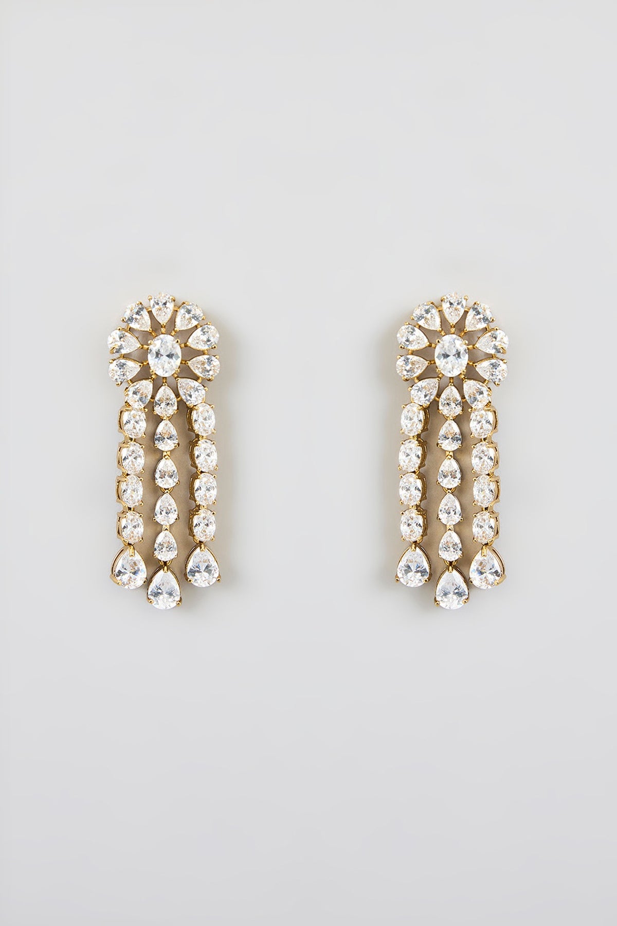 Gold Finish White Stone Necklace Set