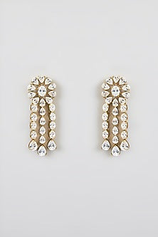Gold Finish White Stone Necklace Set
