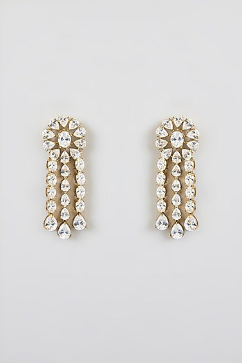 Gold Finish White Stone Necklace Set