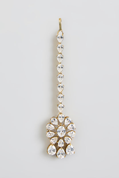 Gold Finish White Stone Necklace Set