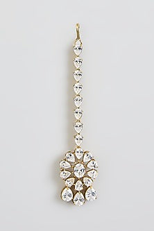 Gold Finish White Stone Necklace Set