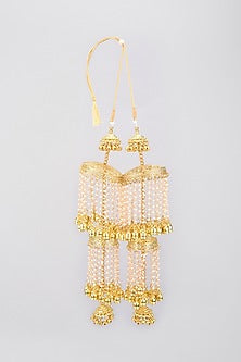 Gold Finish Pearl Kaleeras (Set of 2)