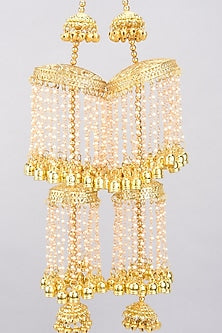 Gold Finish Pearl Kaleeras (Set of 2)