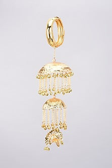 Gold Finish Carved Long Kaleeras