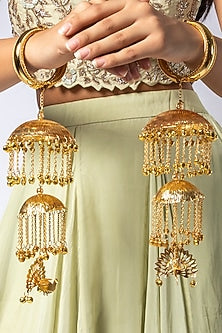 Gold Finish Carved Long Kaleeras