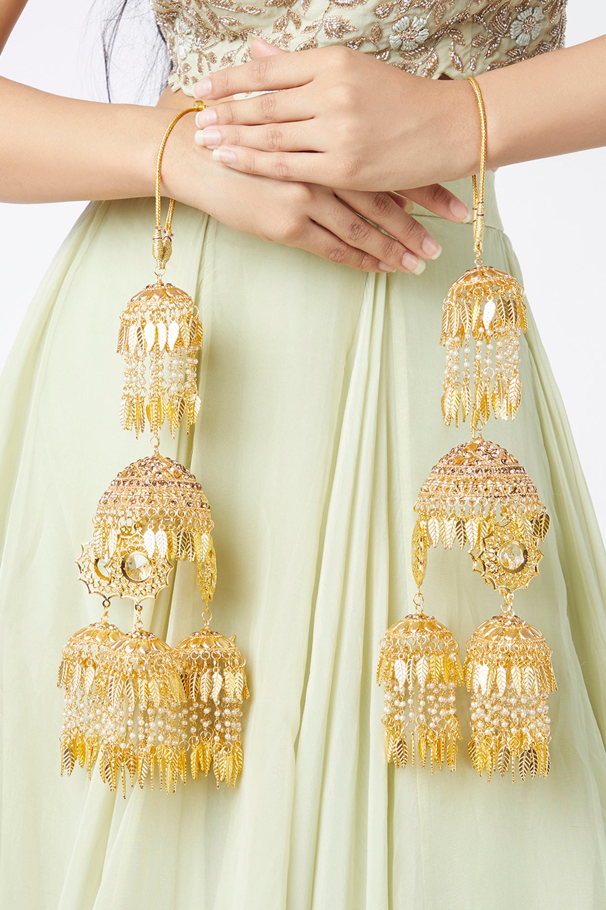 Gold Finish Faux Diamonds Kaleeras