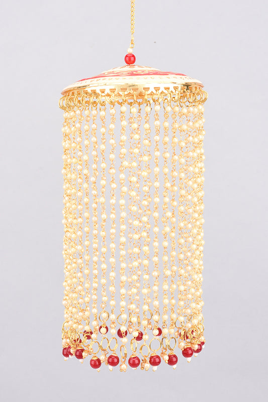 Gold Finish Pearl Meenakari Kaleeras