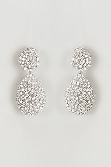 White Finish Zircon Dangler Earrings