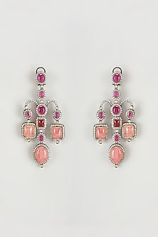 Black Rhodium Finish Zircon & Stone Dangler Earrings