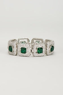White Finish Zircon & Emerald Stone Bracelet