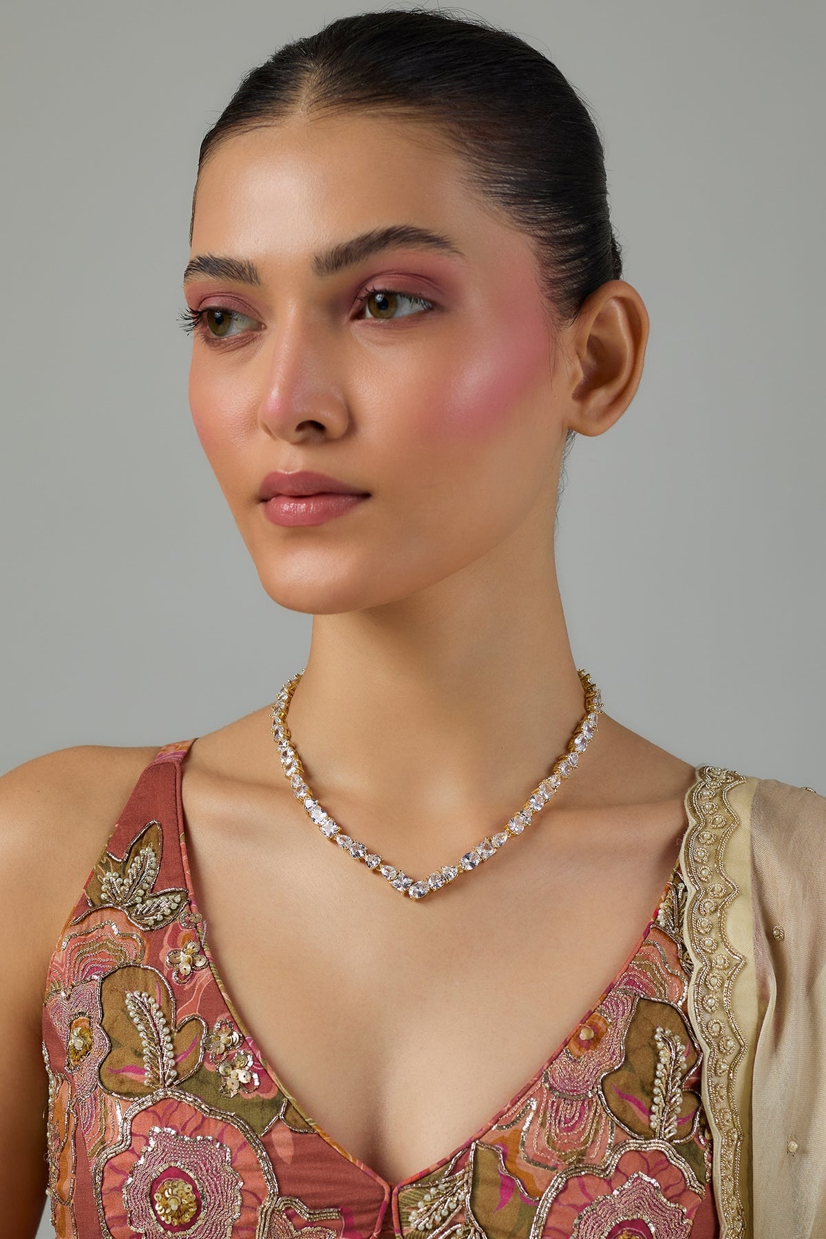Gold Finish Swarovski Necklace