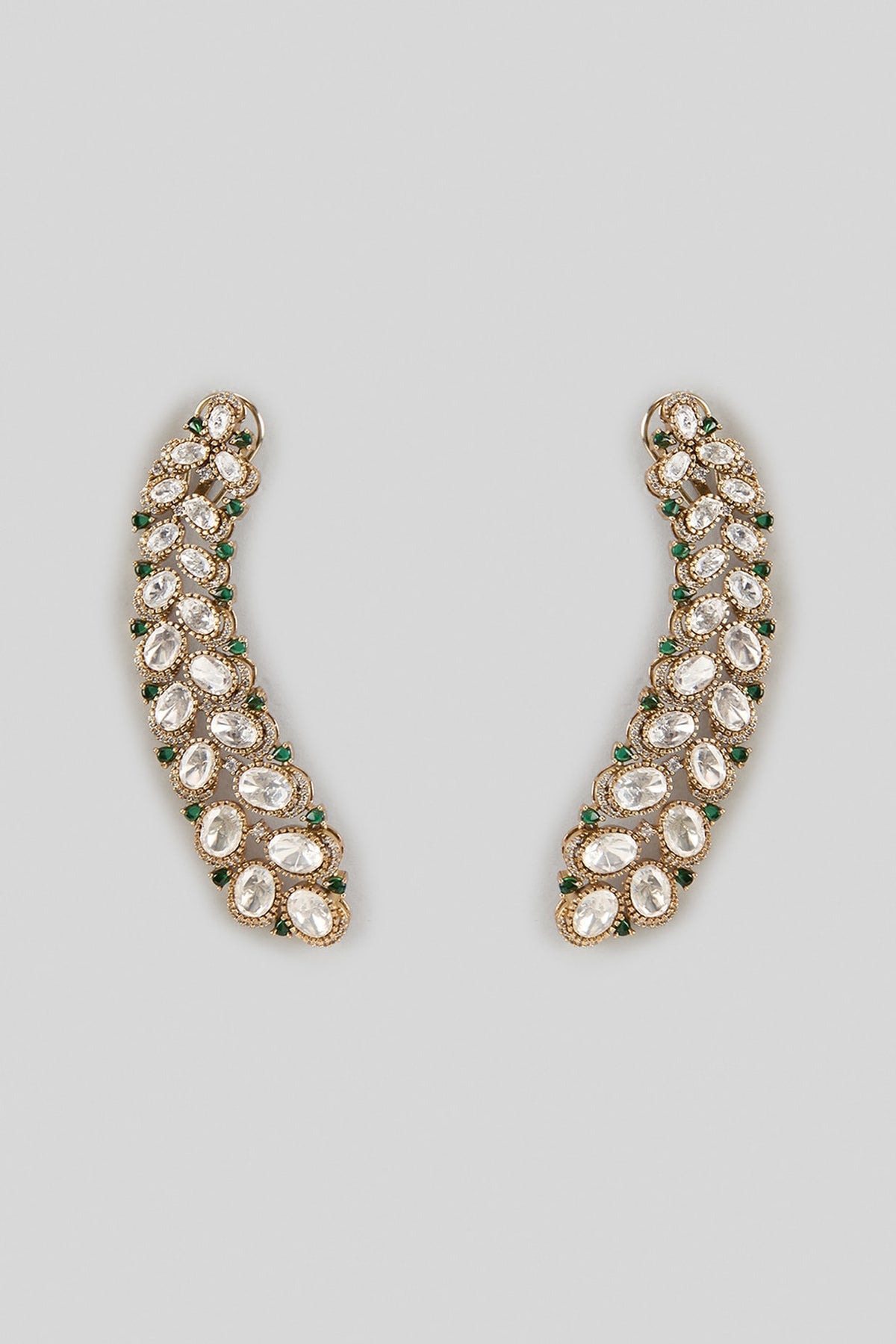 Gold Finish Zircon & Emerald Stone Dangler Earrings