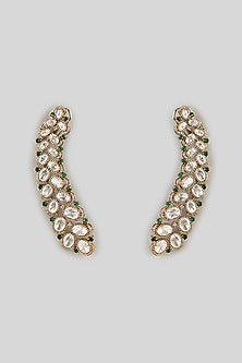 Gold Finish Zircon & Emerald Stone Dangler Earrings