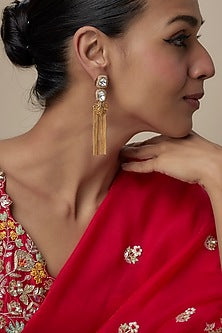 Gold Finish Moissanite & Zircon Dangler Earrings