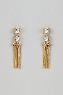 Gold Finish Moissanite & Zircon Dangler Earrings