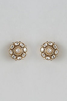 Gold Finish Moissanite & Zircon Stud Earrings