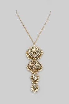 Gold Finish Mother of Pearl & Pearl Beaded Long Necklace
