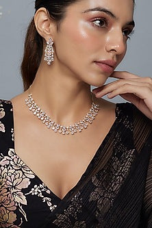 Gold Finish Moissanite & Zircon Choker Necklace Set