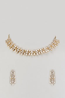 Gold Finish Moissanite & Zircon Choker Necklace Set