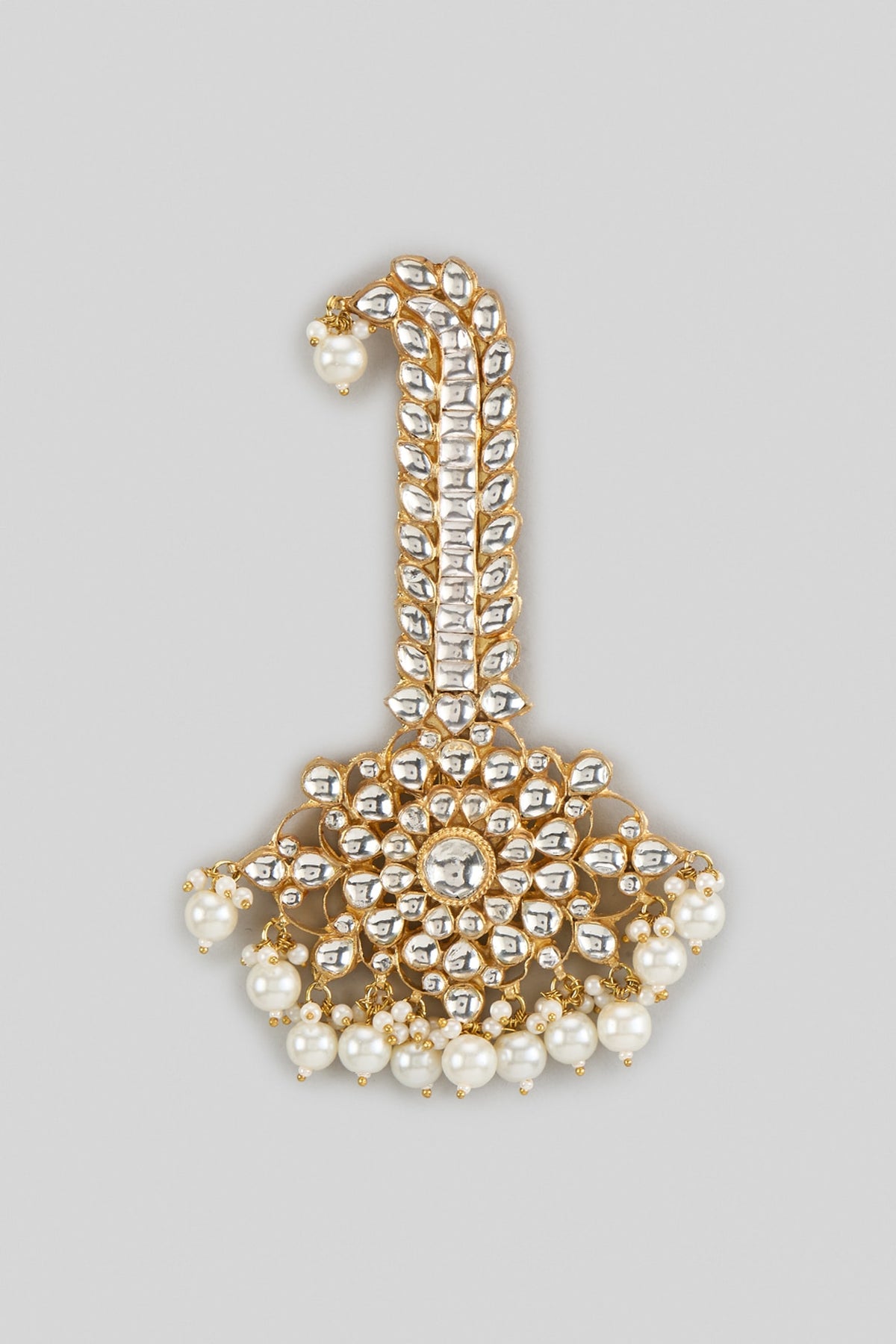 Gold Finish Kundan Polki & Pearl Beaded Kalangi