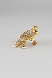 Gold Finish Mother Of Pearl Ring