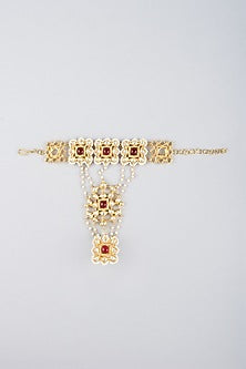 Gold Finish Kundan Polki Hathphool