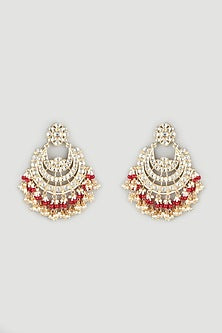 Gold Finish Beaded Chandbali Earrings