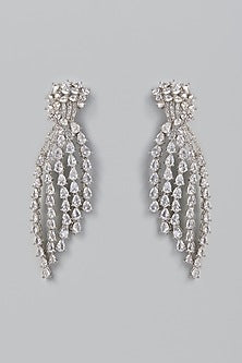 White Finish Zircons Dangler Earrings