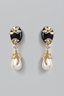 Gold Finish Pearls Dangler Earrings