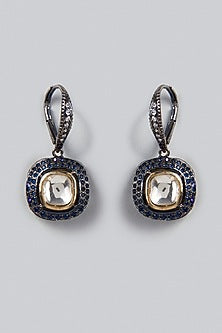 Black Rhodium Finish Zircons Dangler Earrings