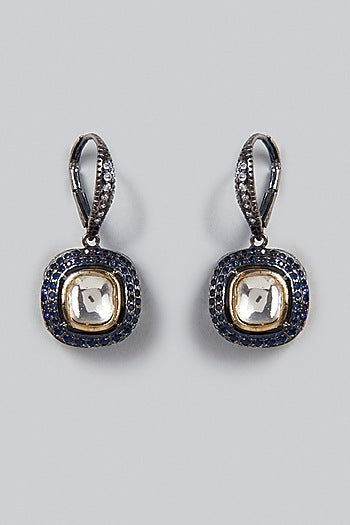 Black Rhodium Finish Zircons Dangler Earrings
