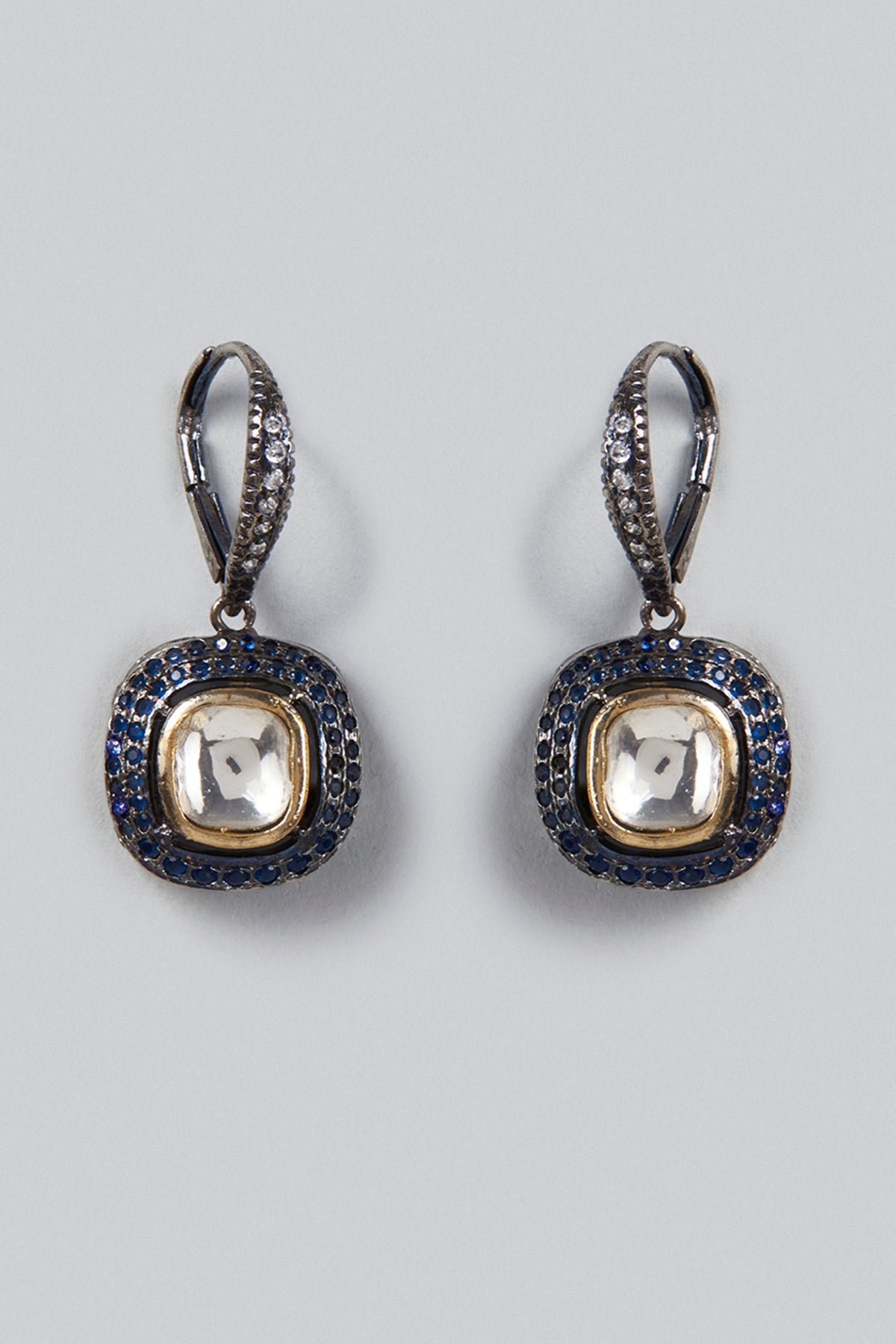 Black Rhodium Finish Zircons Dangler Earrings