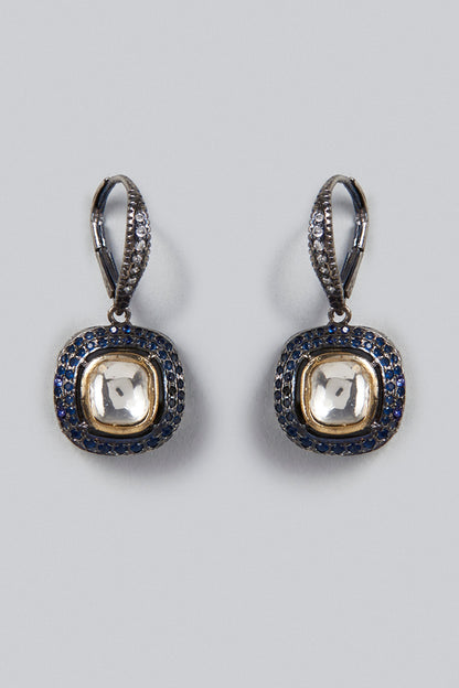 Black Rhodium Finish Zircons Dangler Earrings