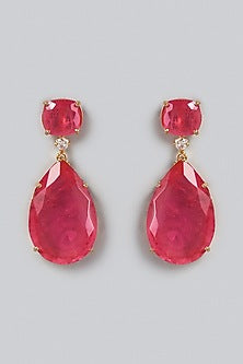 Gold Finish Zircons Dangler Earrings