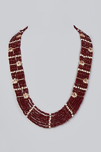 Gold Finish Layered Ruby & Kundan Necklace