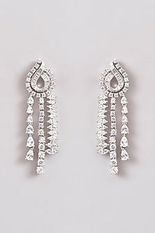 White Finish Zircon Layered Long Necklace Set