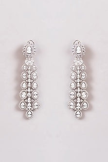 White Finish Zircon Long Necklace Set