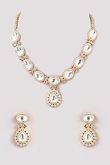 Gold Finish Kundan Polki Choker Necklace Set