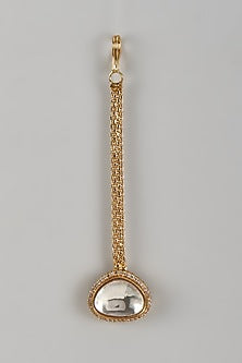 Gold Finish Kundan Polki & Zircon Maangtikka