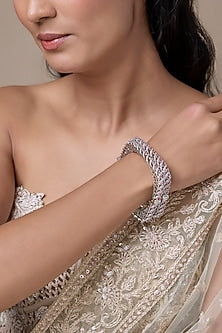 Silver Finish Ruby & Zircon Bangles (Set Of 2)