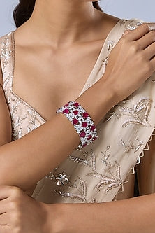 Silver Finish Zircon & Ruby Bracelet