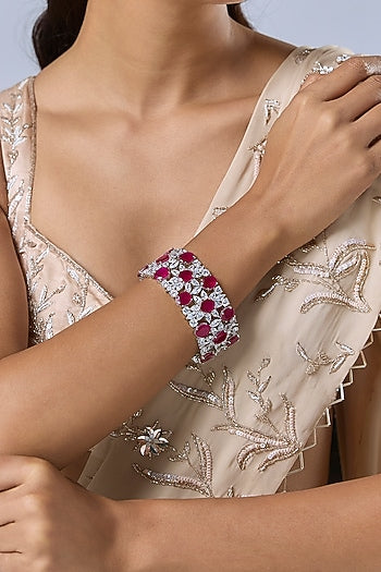Silver Finish Zircon & Ruby Bracelet
