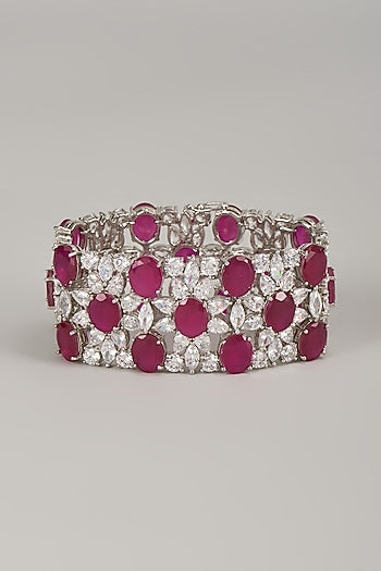 Silver Finish Zircon & Ruby Bracelet