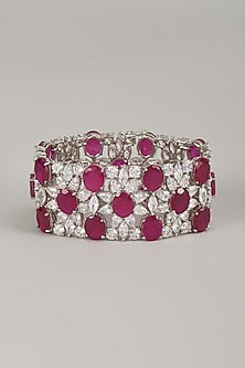 Silver Finish Zircon & Ruby Bracelet